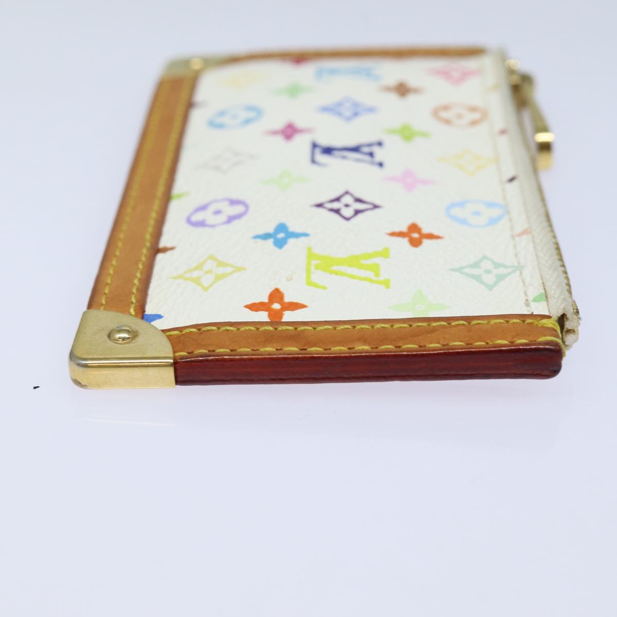 LOUIS VUITTON Monogram Multicolor Pochette Cles Purse White M92655 Auth 83861