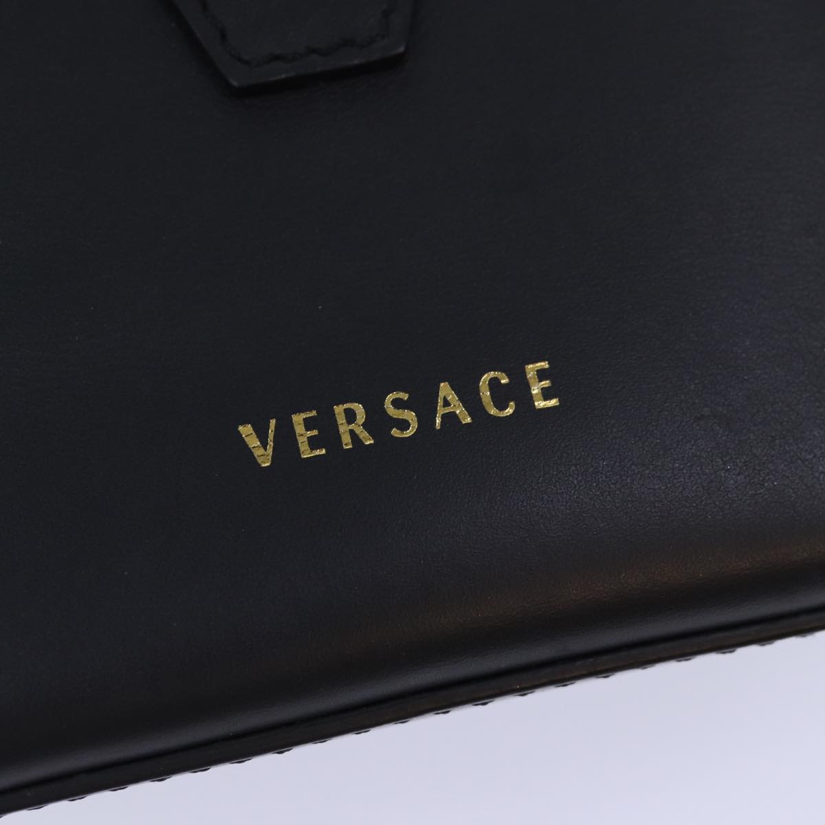 VERSACE Hand Bag Leather 2way Black Auth 83933