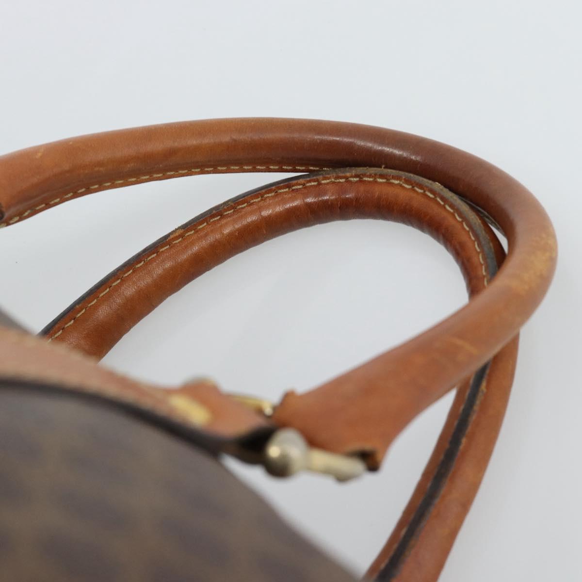 CELINE Macadam Canvas Boston Bag PVC Leather Brown Auth 83945