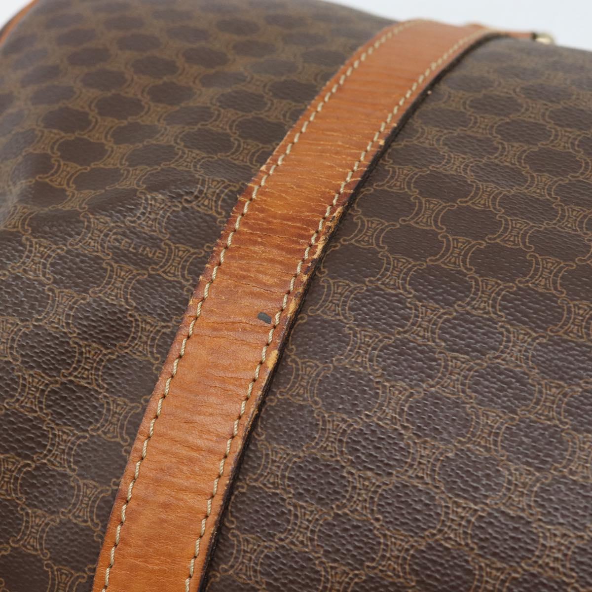 CELINE Macadam Canvas Boston Bag PVC Leather Brown Auth 83945