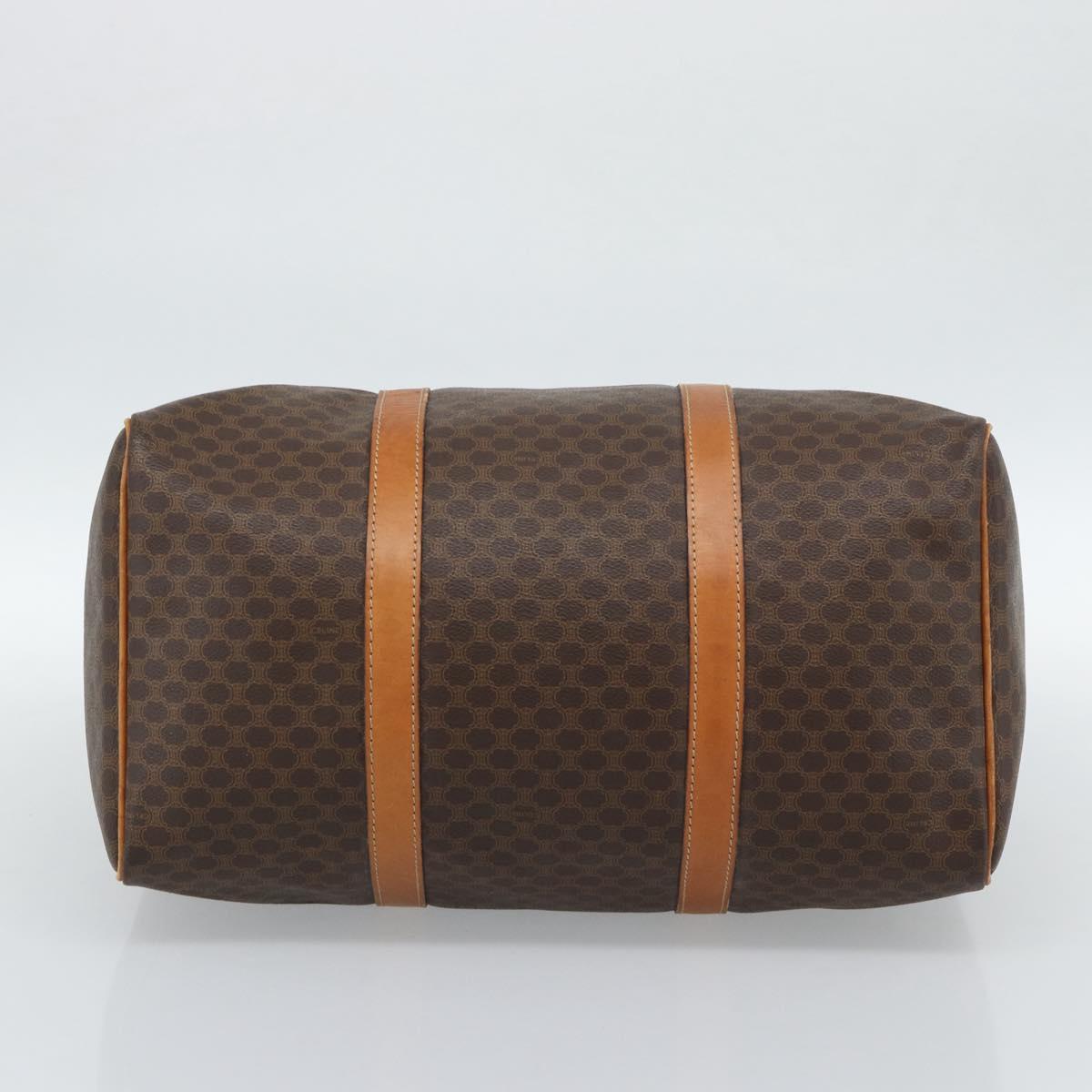 CELINE Macadam Canvas Boston Bag PVC Leather Brown Auth 83945