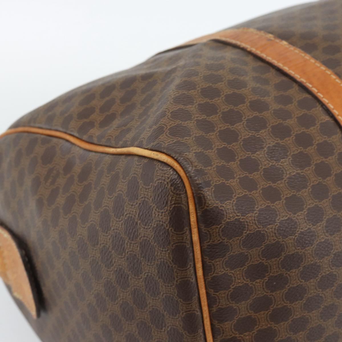 CELINE Macadam Canvas Boston Bag PVC Leather Brown Auth 83945