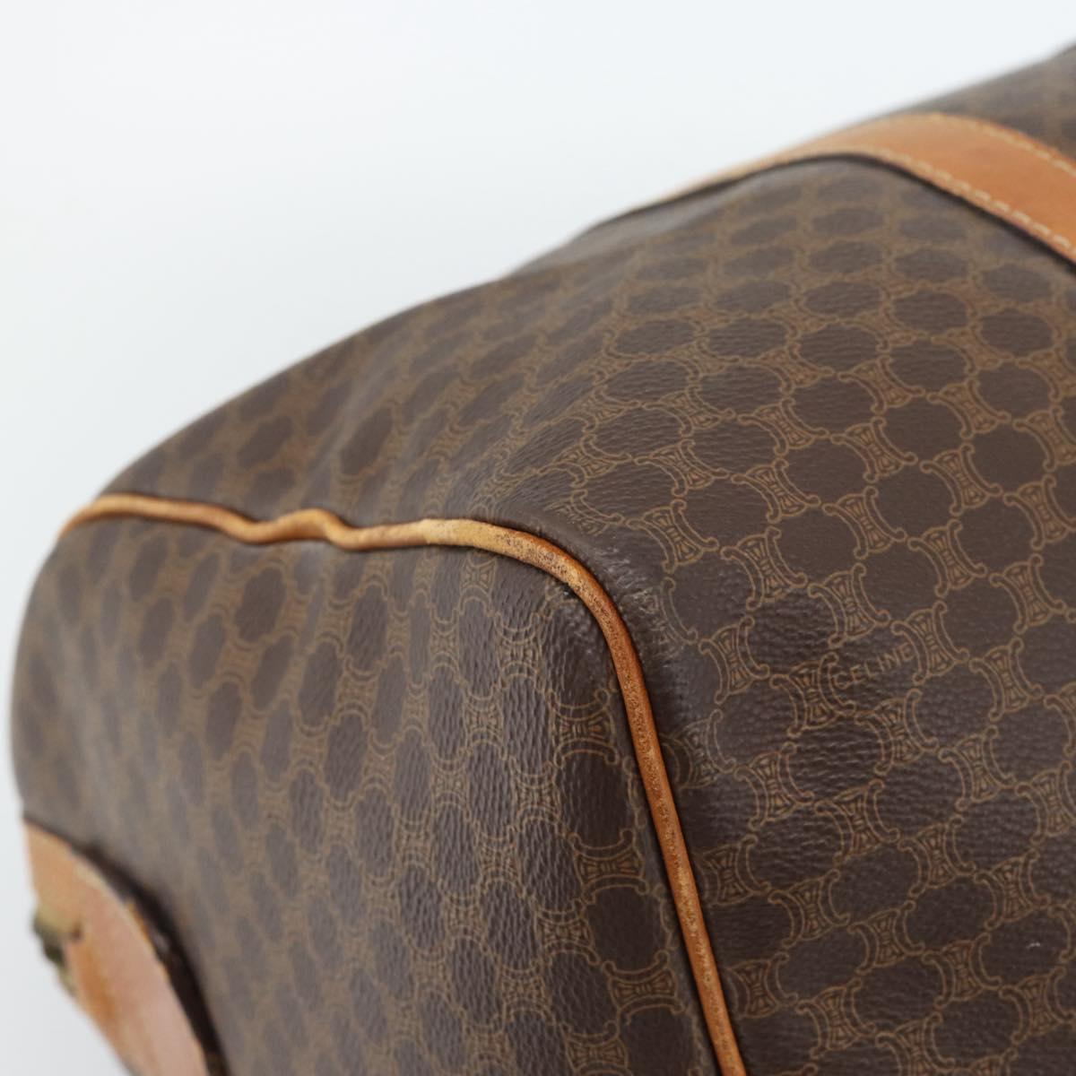 CELINE Macadam Canvas Boston Bag PVC Leather Brown Auth 83945
