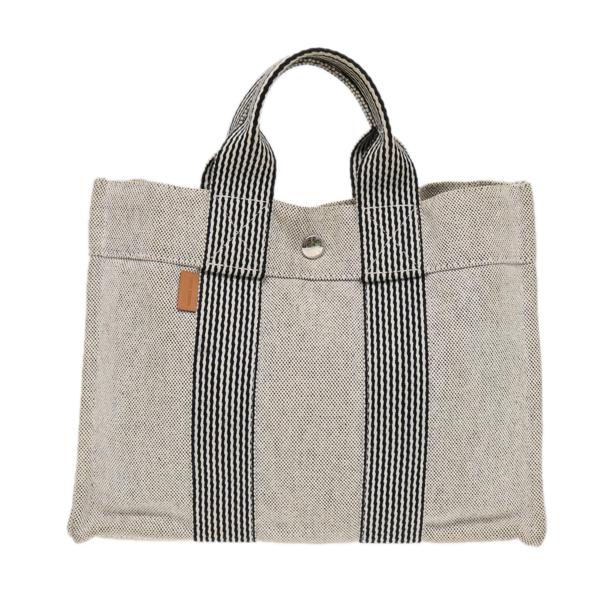 HERMES New Fourre Tout PM Tote Bag Canvas Gray Silver Auth 83989