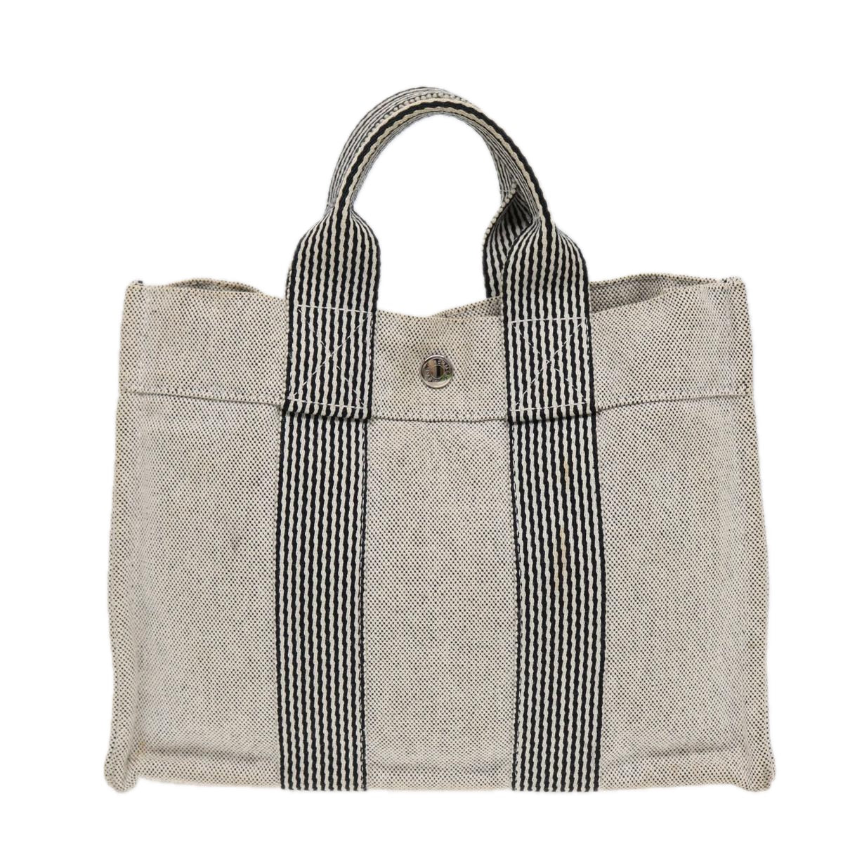 HERMES New Fourre Tout PM Tote Bag Canvas Gray Silver Auth 83989