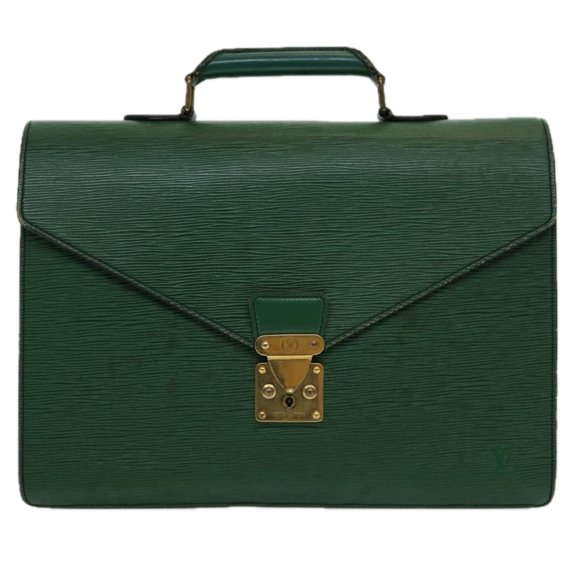 LOUIS VUITTON Epi Serviette Ambassador Business Bag Green M54412 LV Auth 84072