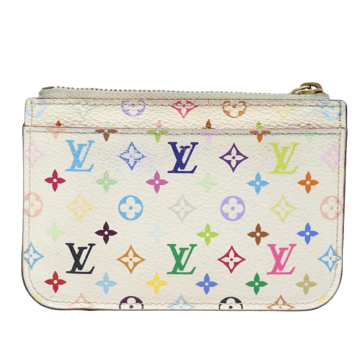 LOUIS VUITTON  Multicolor Pochette ClesNM Coin Purse White M93734 LV Auth 84075