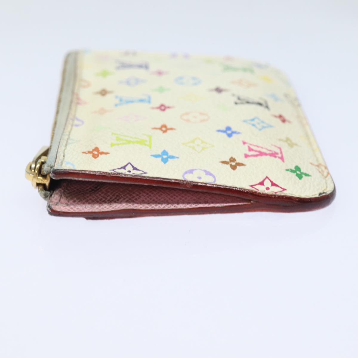 LOUIS VUITTON  Multicolor Pochette ClesNM Coin Purse White M93734 LV Auth 84075