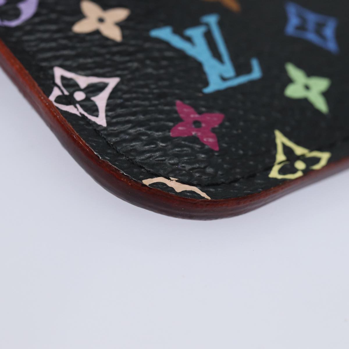 LOUIS VUITTON Multicolor Pochette ClesNM Coin Purse Black M60279 LV Auth 84090