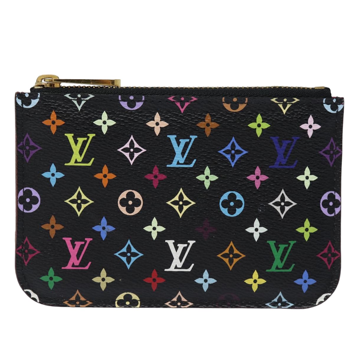 LOUIS VUITTON Multicolor Pochette ClesNM Coin Purse Black M60279 LV Auth 84090