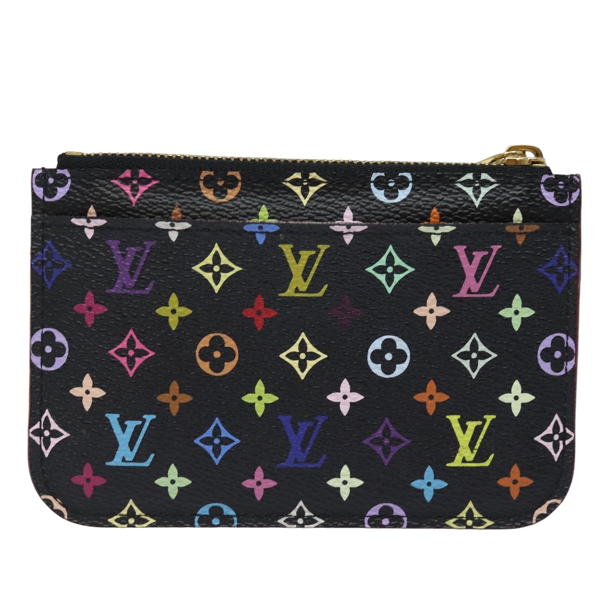 LOUIS VUITTON Multicolor Pochette ClesNM Coin Purse Black M60279 LV Auth 84090