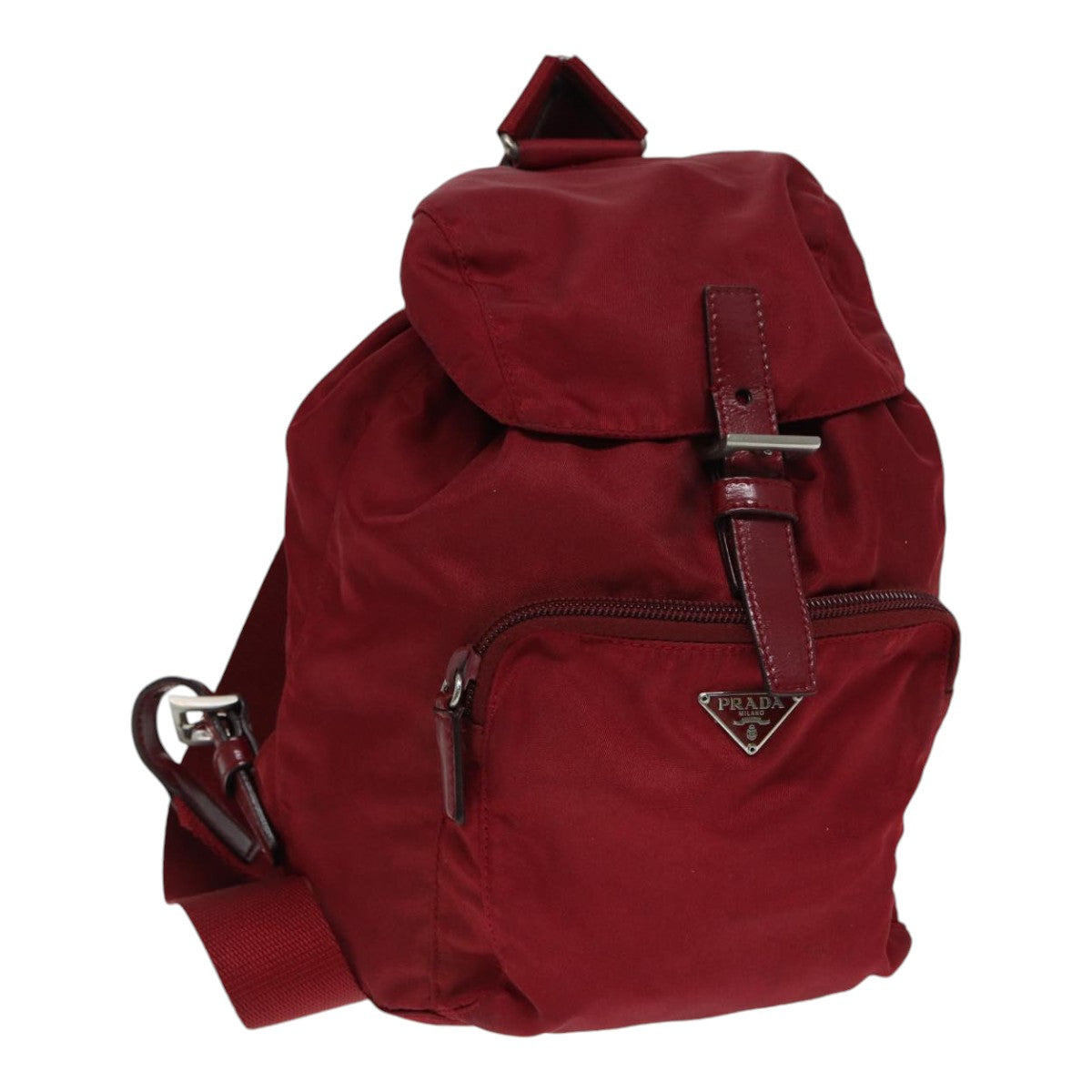 PRADA Backpack Nylon Red Silver Auth 84094