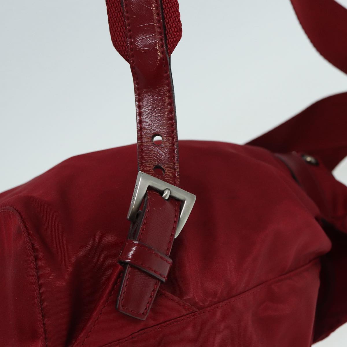 PRADA Backpack Nylon Red Silver Auth 84094