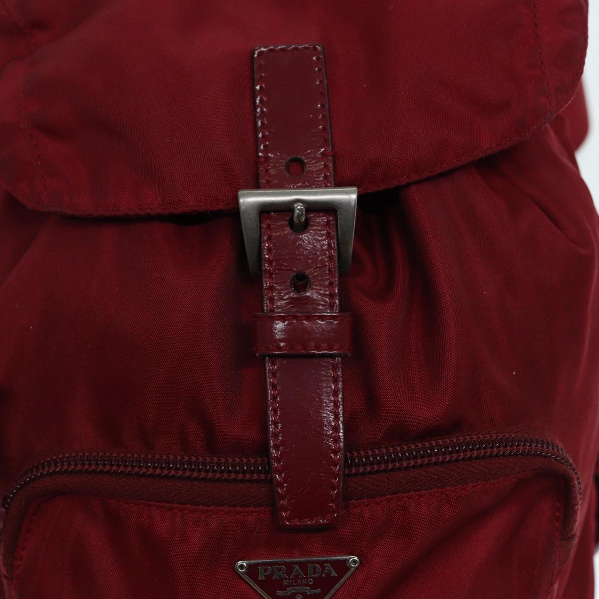 PRADA Backpack Nylon Red Silver Auth 84094