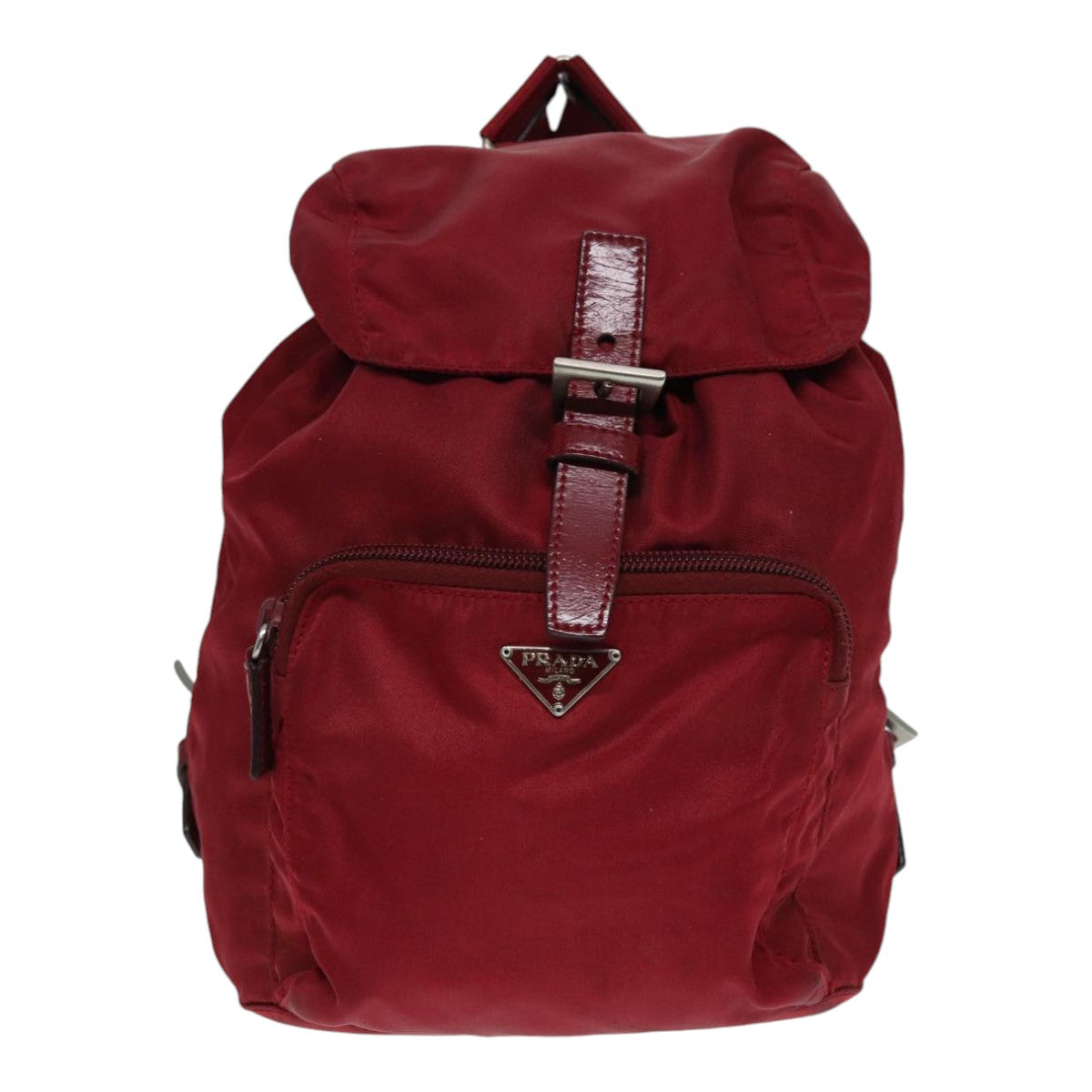 PRADA Backpack Nylon Red Silver Auth 84094