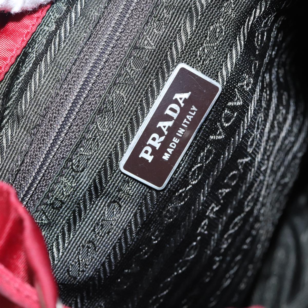 PRADA Backpack Nylon Red Silver Auth 84094