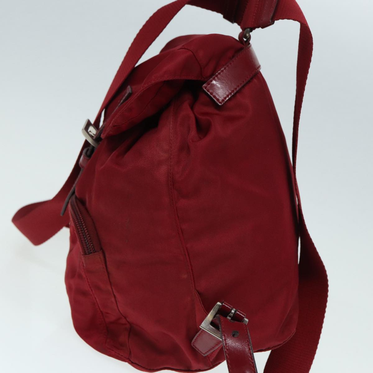 PRADA Backpack Nylon Red Silver Auth 84094