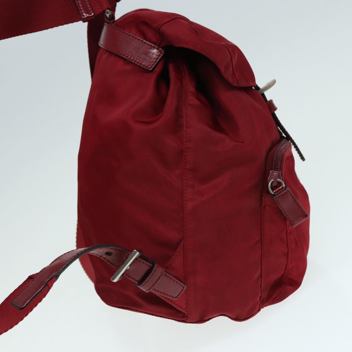 PRADA Backpack Nylon Red Silver Auth 84094