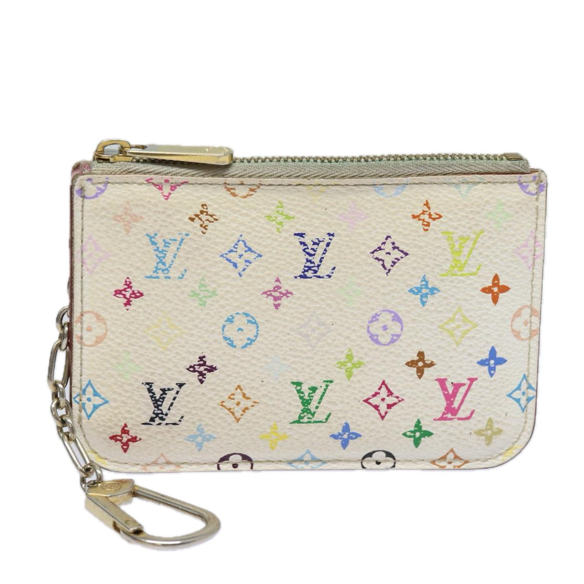 LOUIS VUITTON  Multicolor Pochette ClesNM Coin Purse White M93734 LV Auth 84128