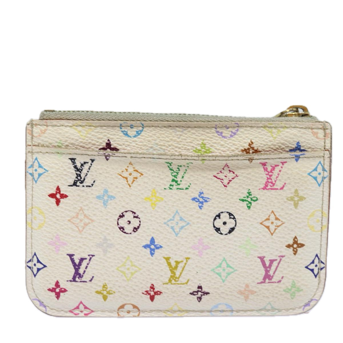 LOUIS VUITTON  Multicolor Pochette ClesNM Coin Purse White M93734 LV Auth 84128