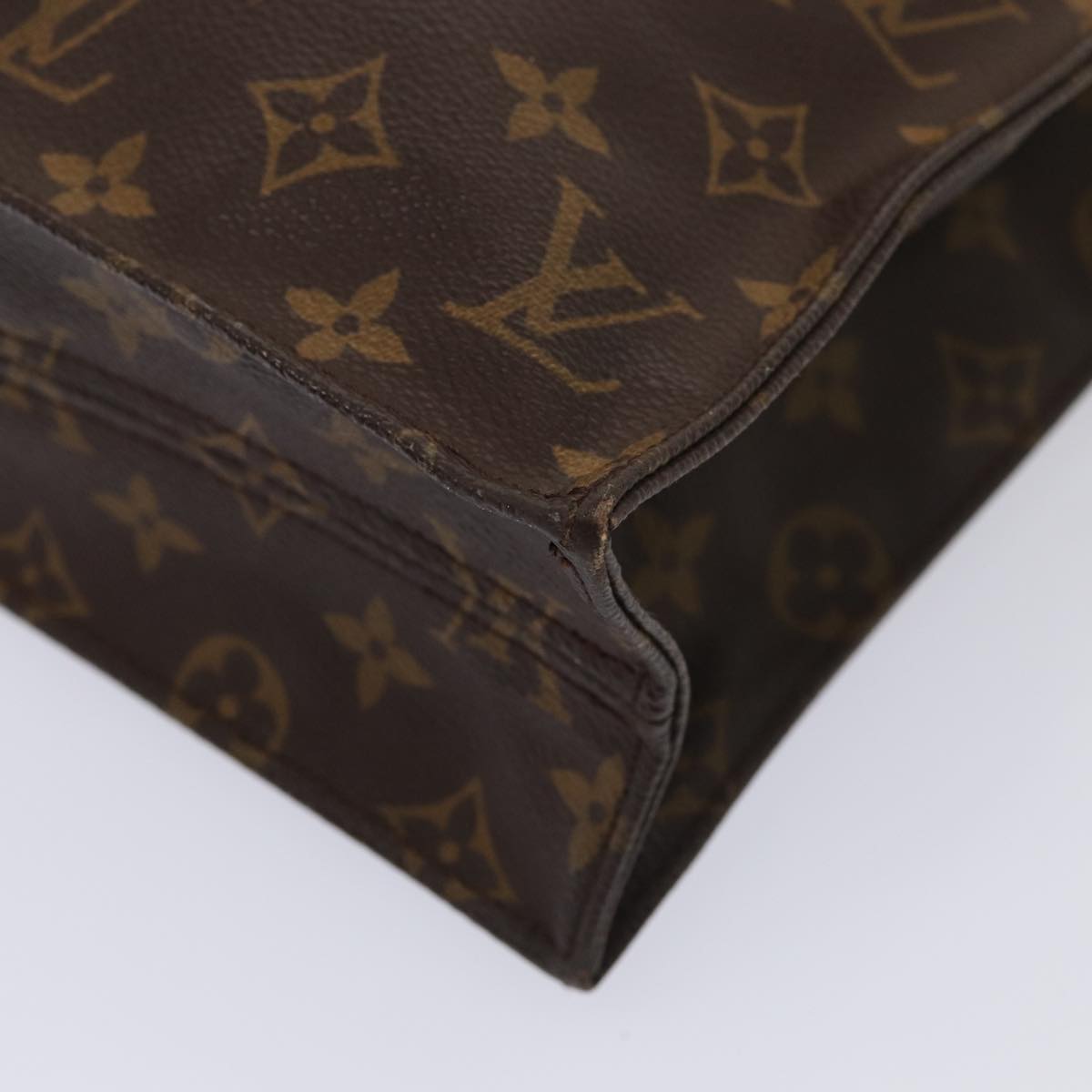 LOUIS VUITTON Monogram Sac Plat Hand Bag M51140 LV Auth 84256