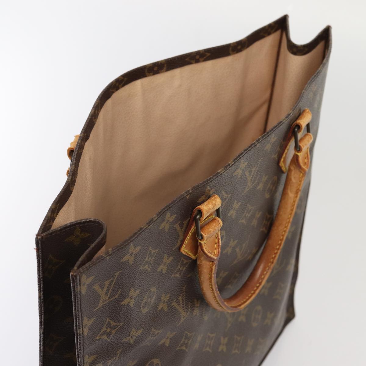 LOUIS VUITTON Monogram Sac Plat Hand Bag M51140 LV Auth 84256