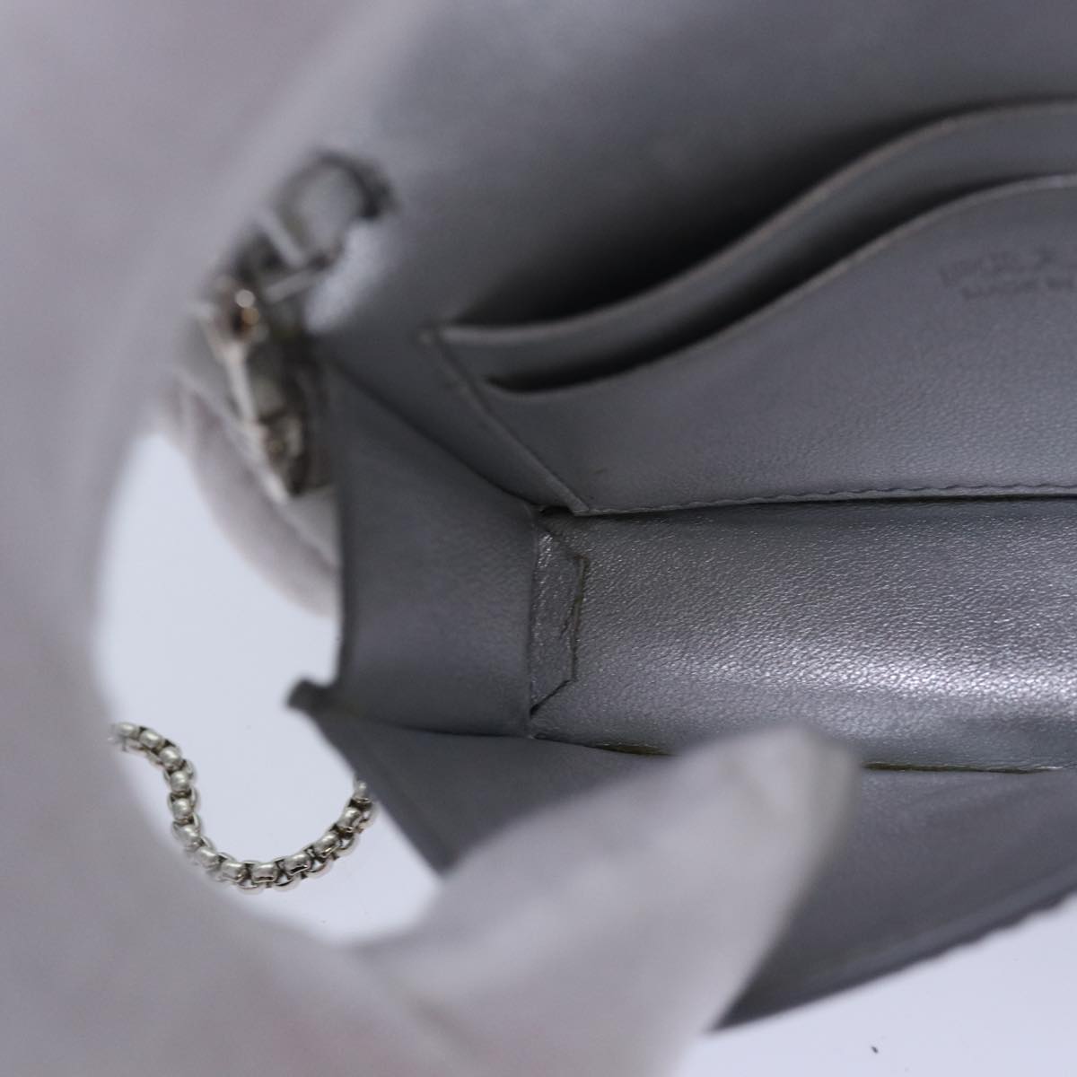 PRADA Shoulder Pouch Triangle Panel Silver Auth 84299