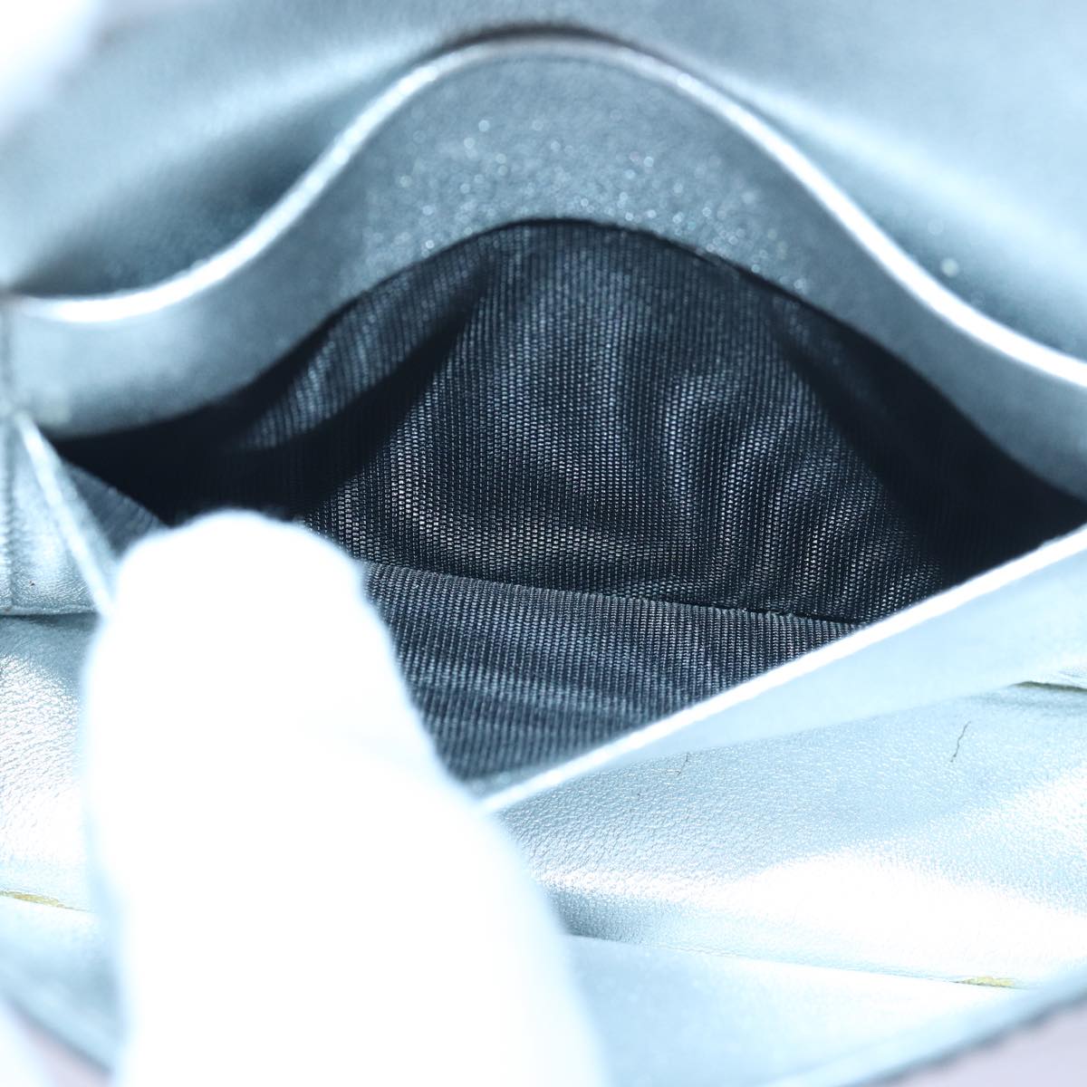 PRADA Shoulder Pouch Triangle Panel Silver Auth 84299