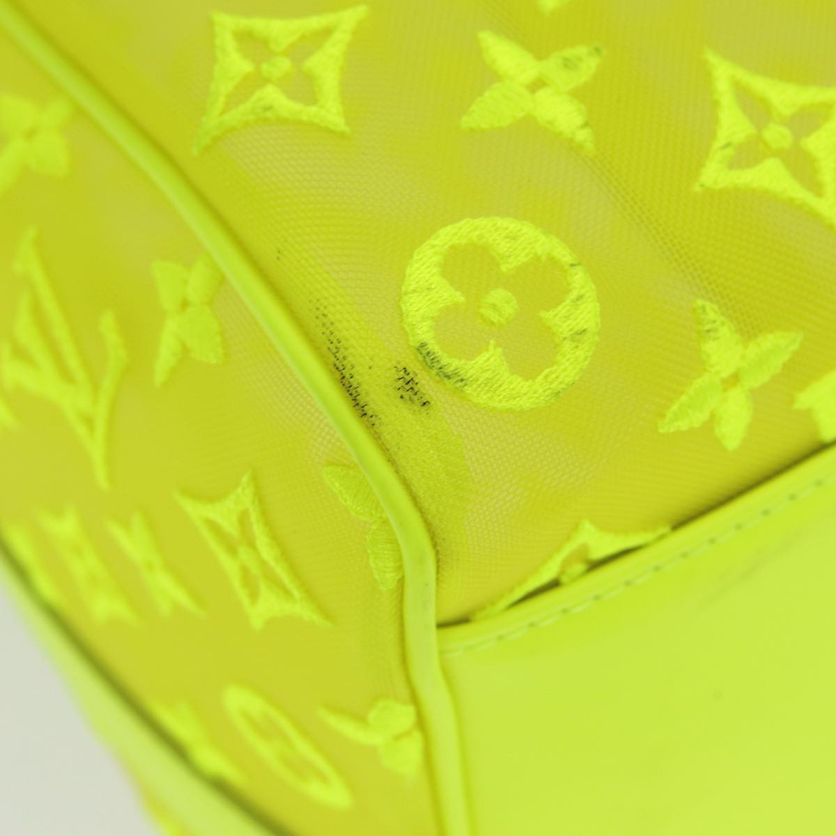 LOUIS VUITTON Monogram Mesh Keepall Bandouliere 50 Bag Yellow M55380 Auth 84353SM