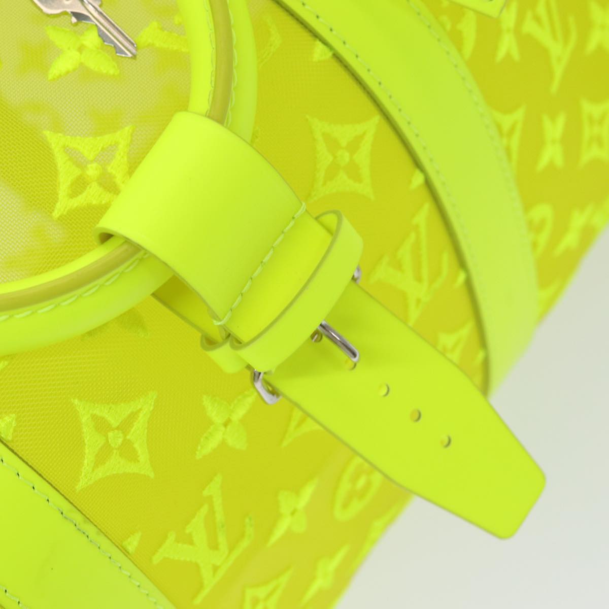 LOUIS VUITTON Monogram Mesh Keepall Bandouliere 50 Bag Yellow M55380 Auth 84353SM