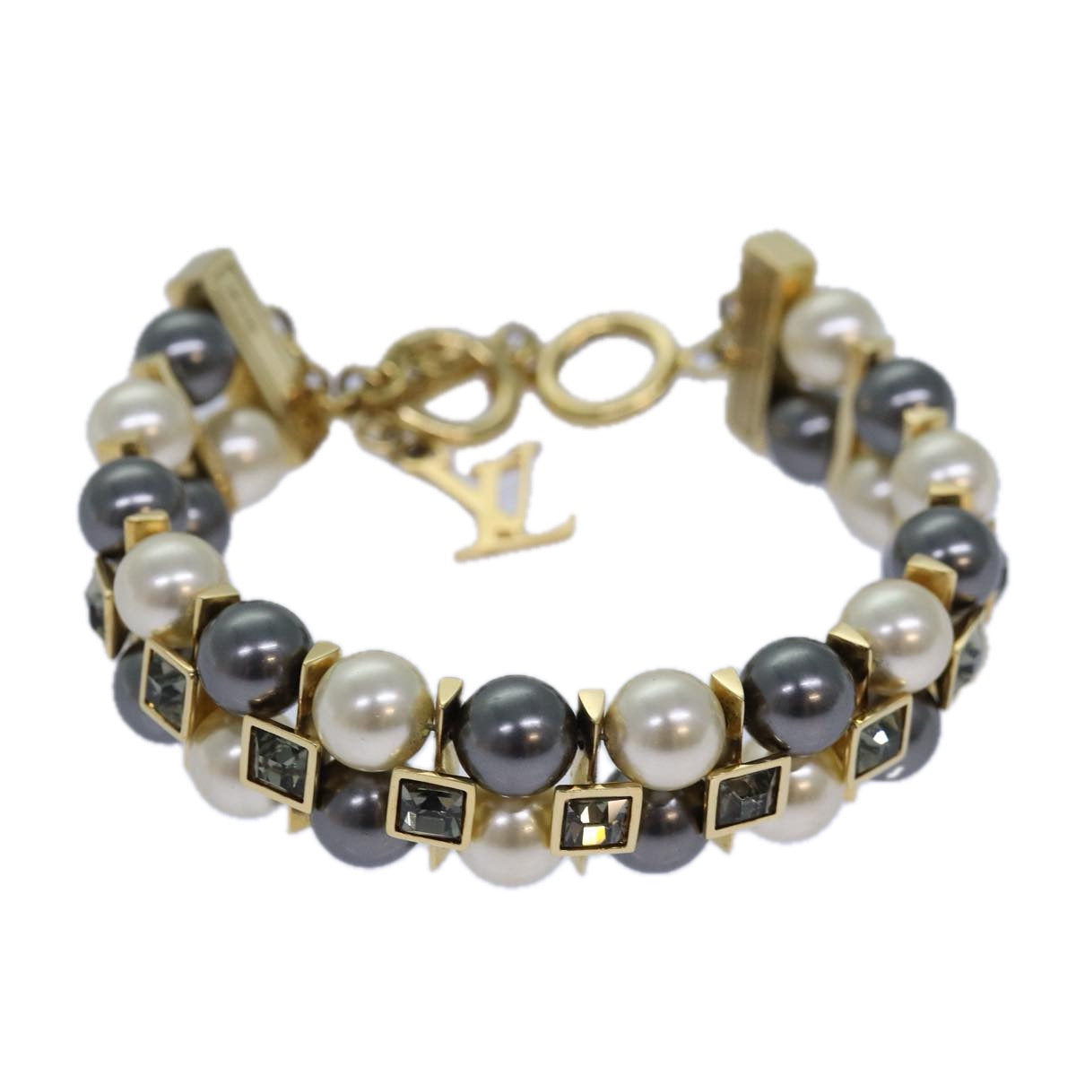 LOUIS VUITTON Cry Me Ariver PM Bracelet Gold Gray M67010 LV Auth 84519