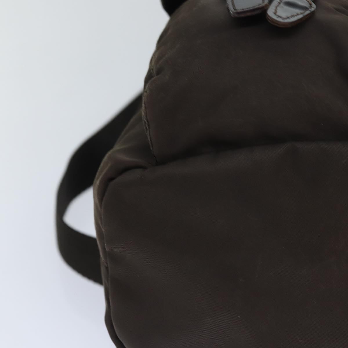 PRADA Backpack Nylon Brown Silver Auth 84546