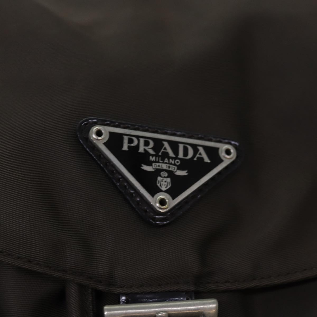 PRADA Backpack Nylon Brown Silver Auth 84546