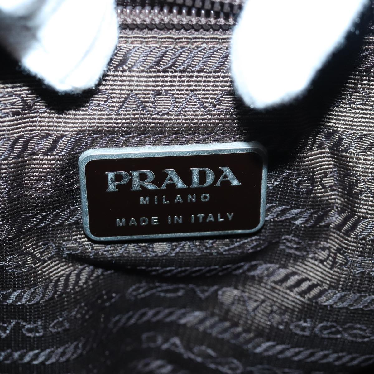 PRADA Backpack Nylon Brown Silver Auth 84546