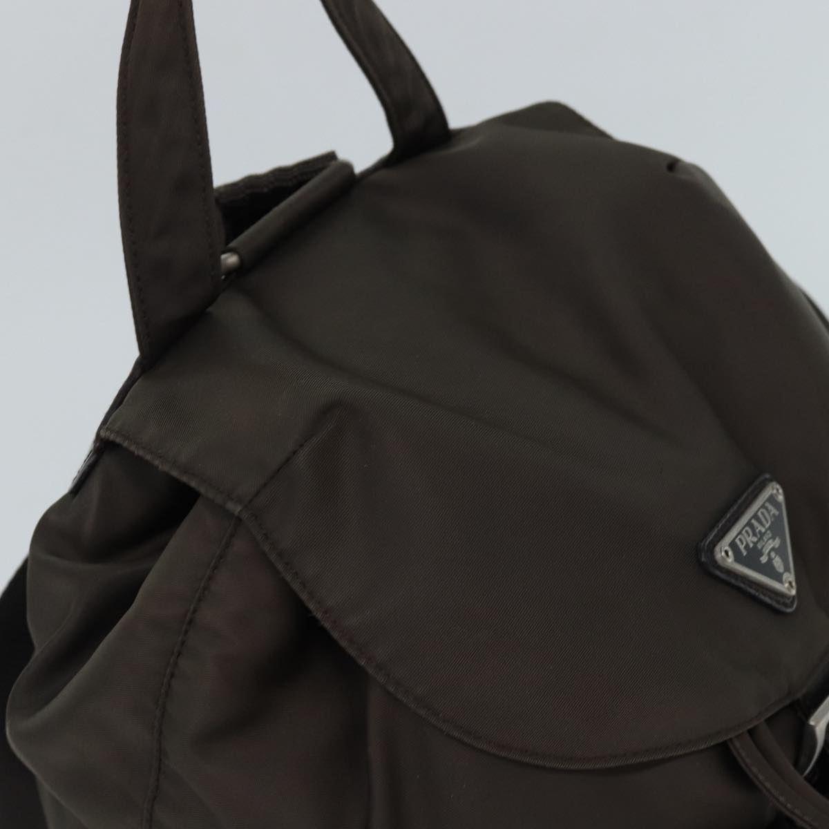 PRADA Backpack Nylon Brown Silver Auth 84546