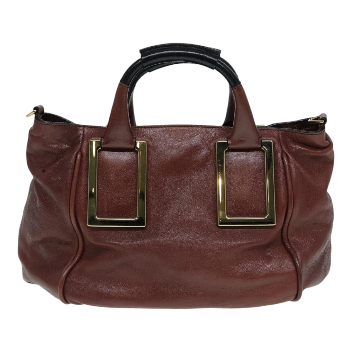 Chloe Etel Hand Bag Leather 2way Brown Gold Auth 84625