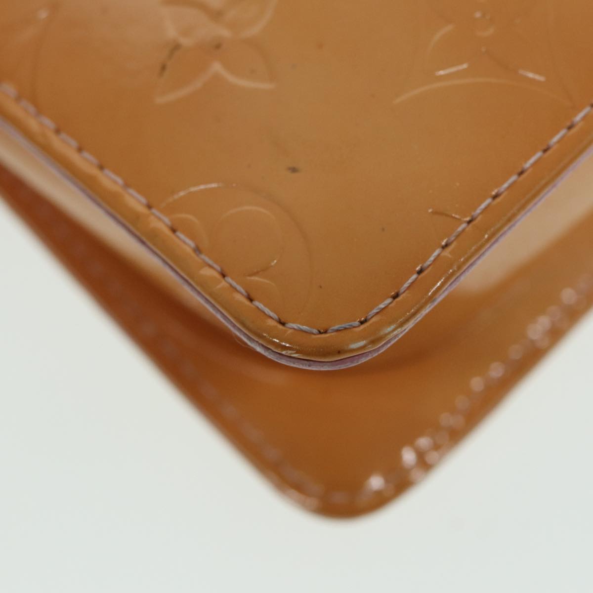 LOUIS VUITTON Monogram Vernis Motto Pouch Marshmallow Pink M91312 LV Auth 84628