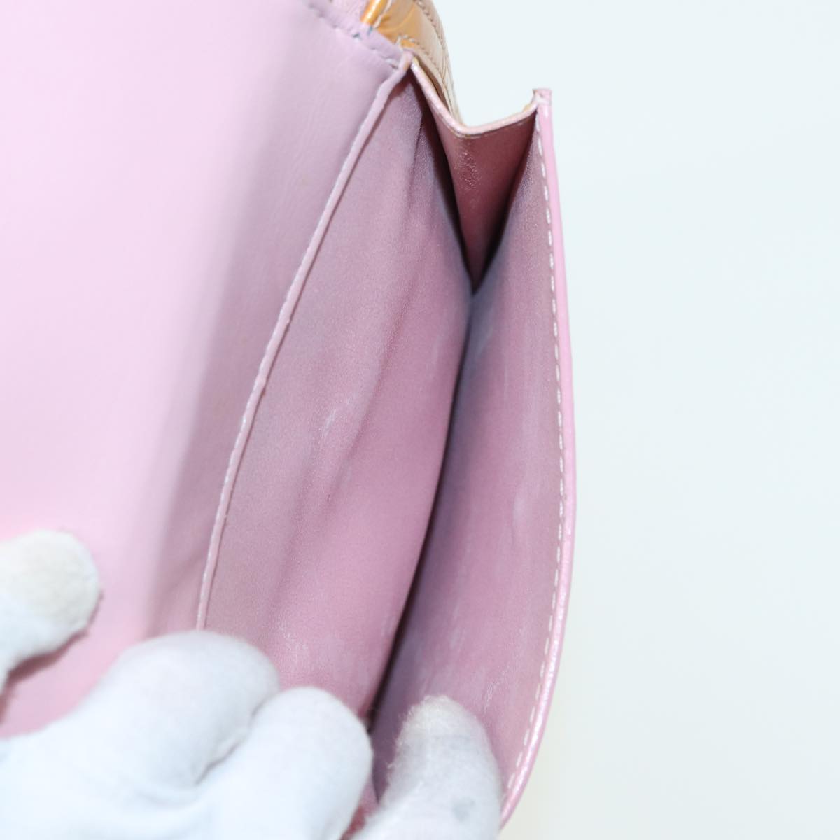 LOUIS VUITTON Monogram Vernis Motto Pouch Marshmallow Pink M91312 LV Auth 84628