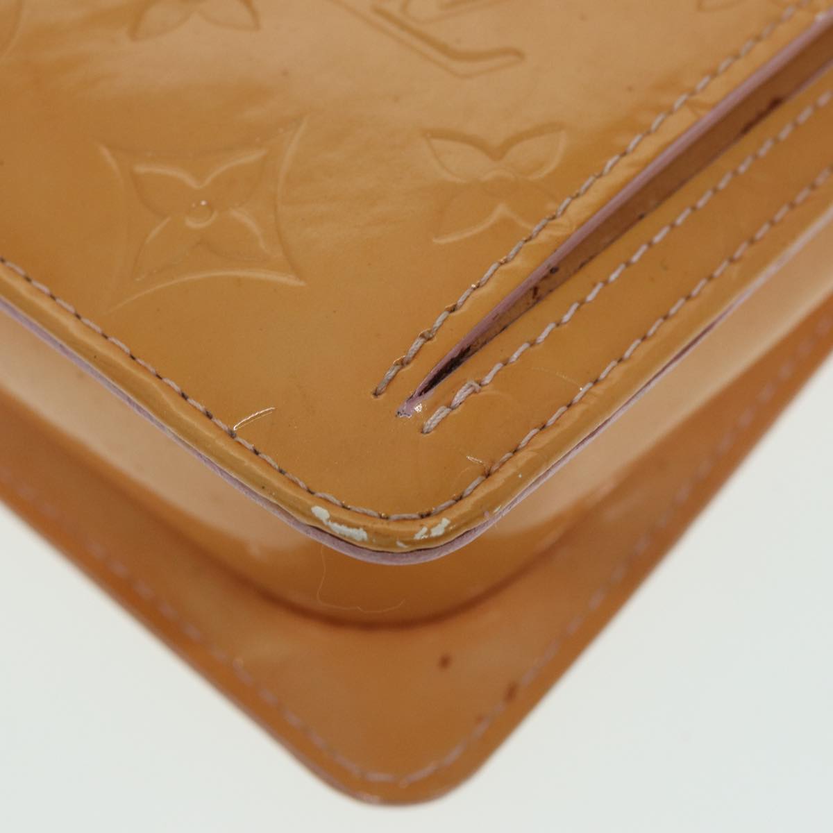 LOUIS VUITTON Monogram Vernis Motto Pouch Marshmallow Pink M91312 LV Auth 84628