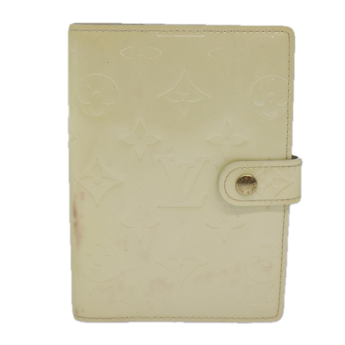 LOUIS VUITTON Vernis Agenda PM Day Planner Cover Perle R21010 LV Auth 84665