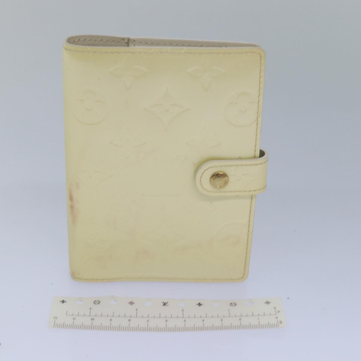 LOUIS VUITTON Vernis Agenda PM Day Planner Cover Perle R21010 LV Auth 84665