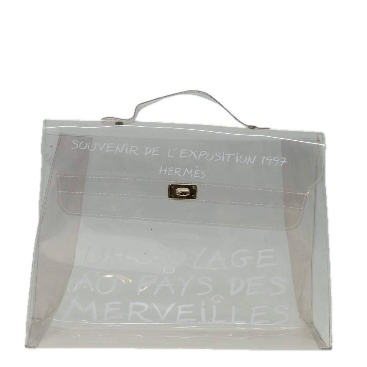 HERMES Vinyl Kelly Hand Bag Vinyl Clear Auth 84760