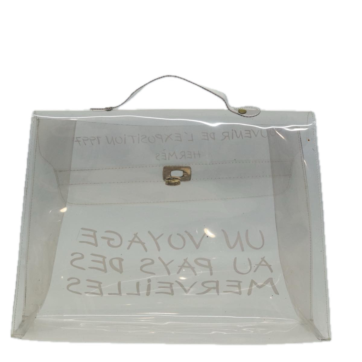 HERMES Vinyl Kelly Hand Bag Vinyl Clear Auth 84760