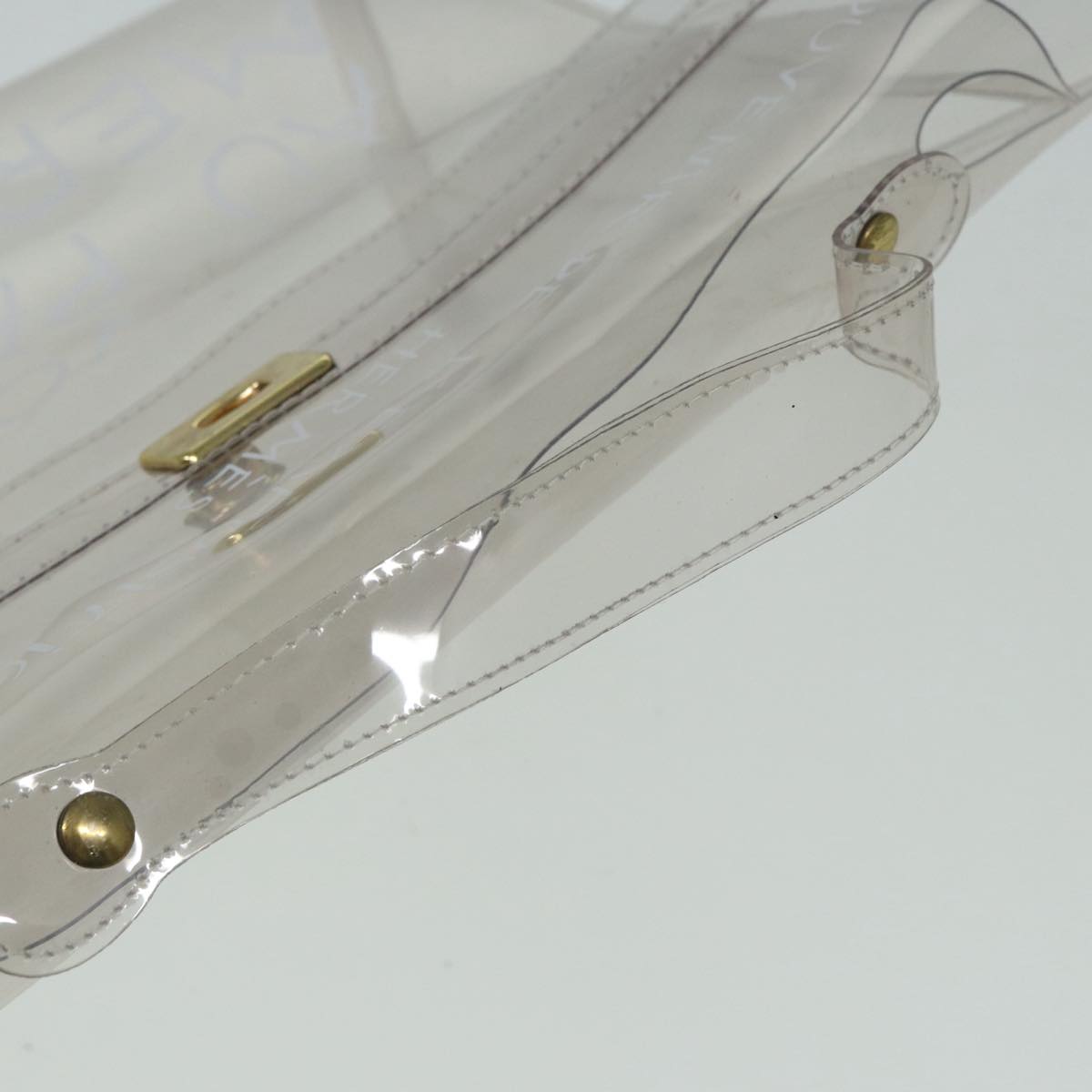 HERMES Vinyl Kelly Hand Bag Vinyl Clear Auth 84760