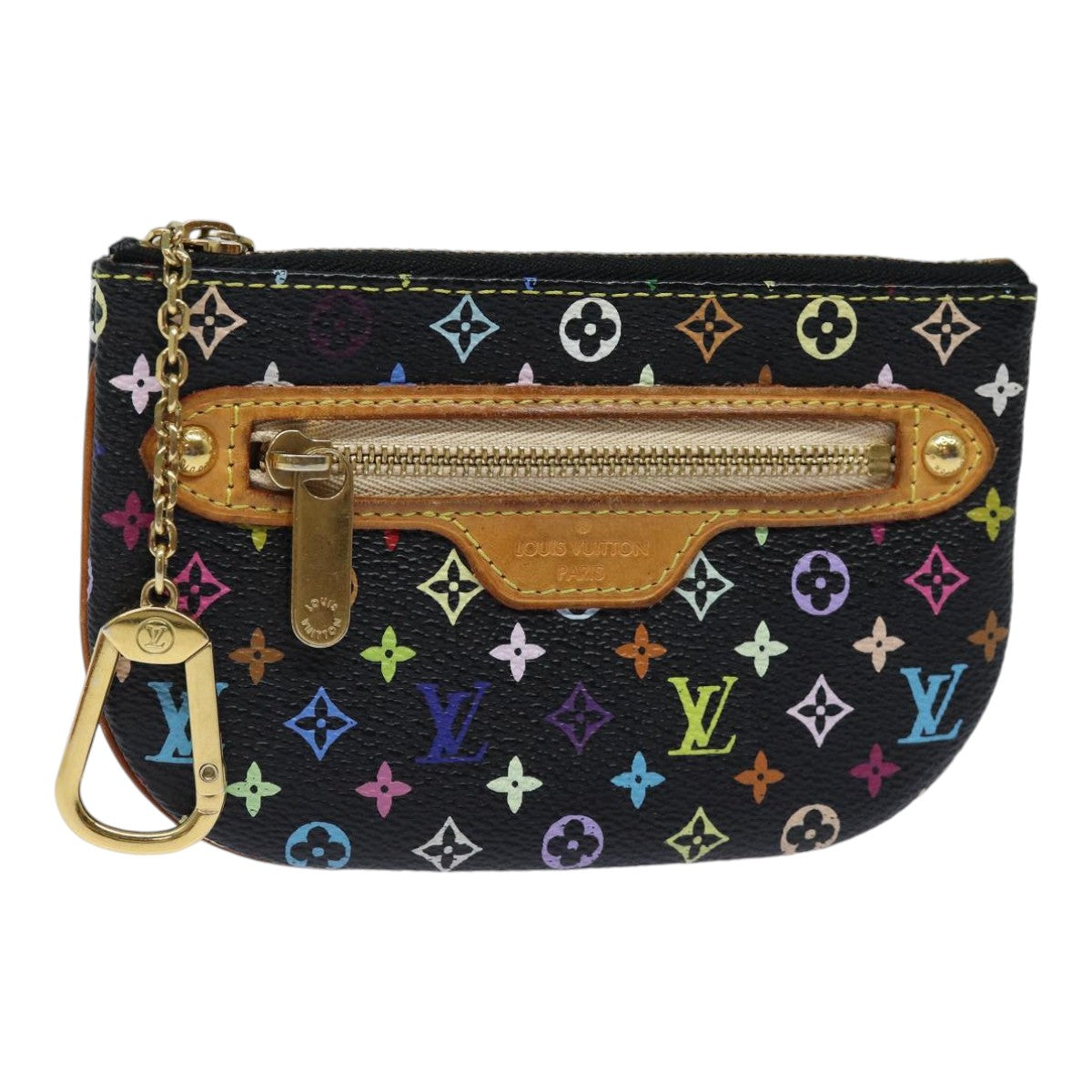 LOUIS VUITTON Multicolor Pochette MM Coin Purse Black M60031 LV Auth 84889