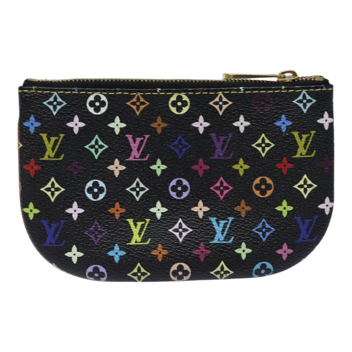 LOUIS VUITTON Multicolor Pochette MM Coin Purse Black M60031 LV Auth 84889