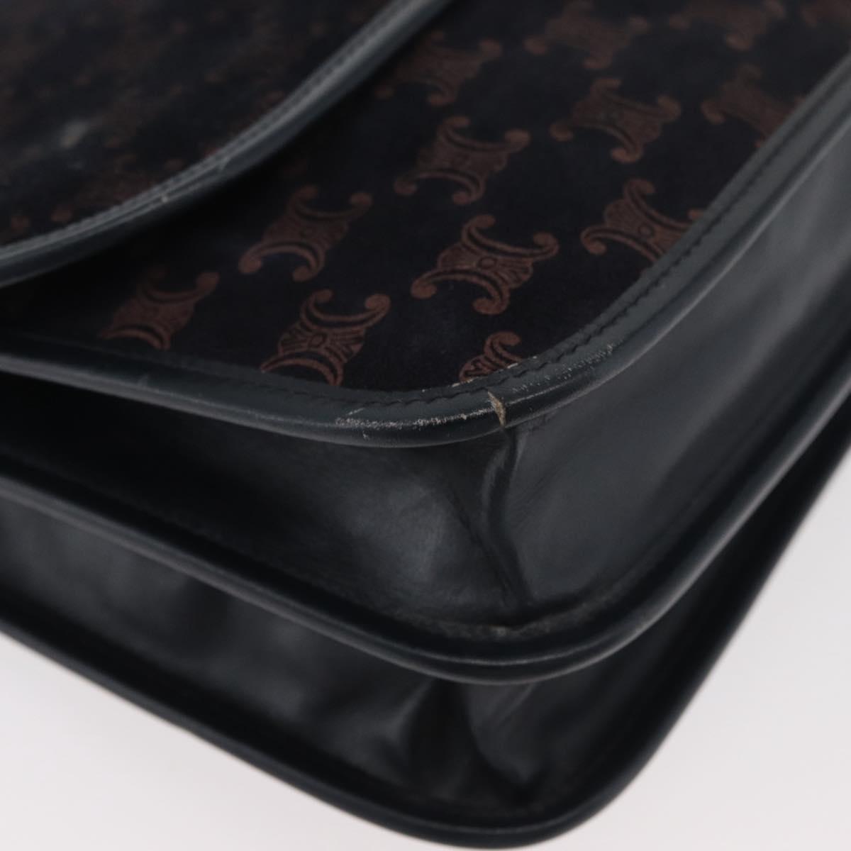 CELINE Macadam Canvas Shoulder Bag Black Auth 85006