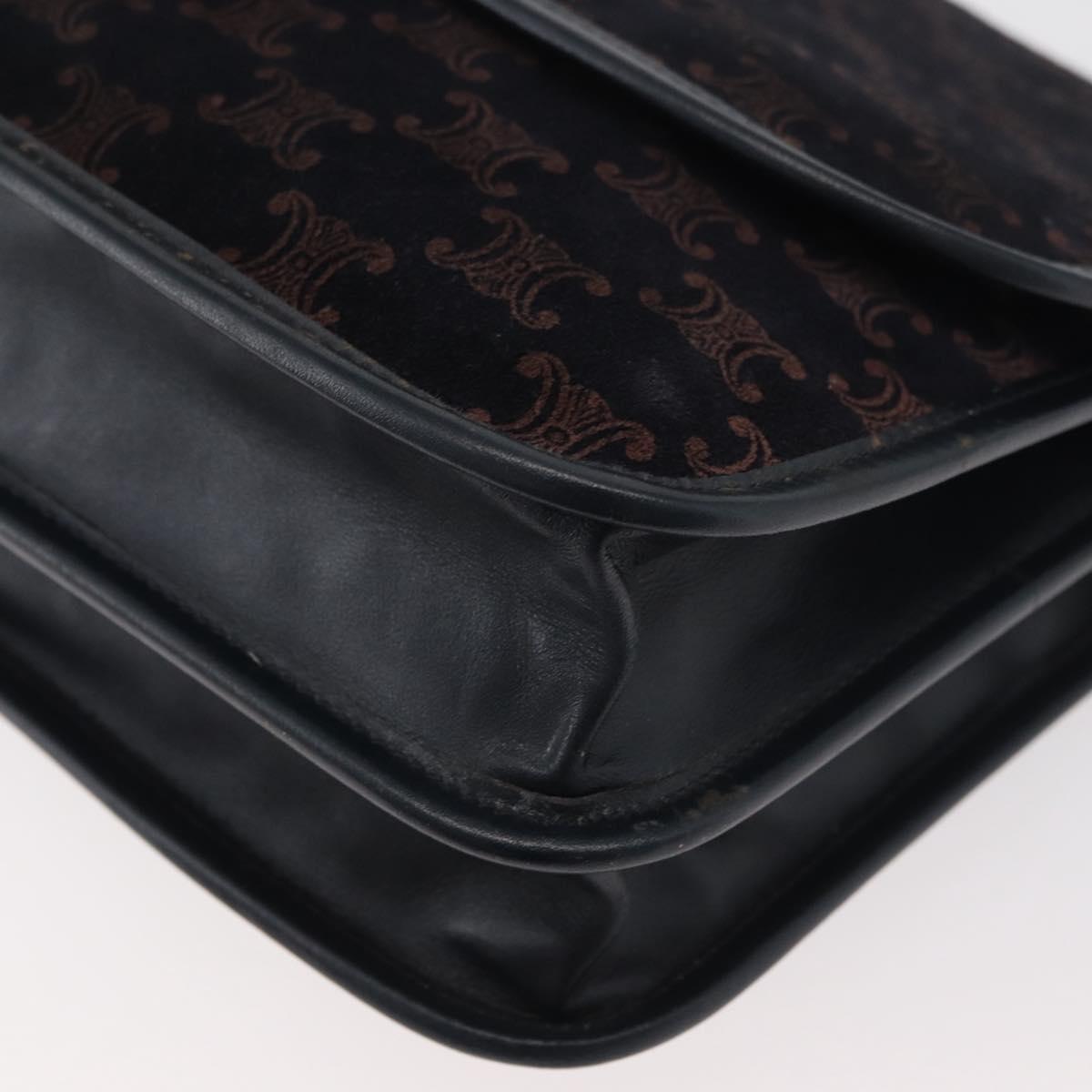 CELINE Macadam Canvas Shoulder Bag Black Auth 85006