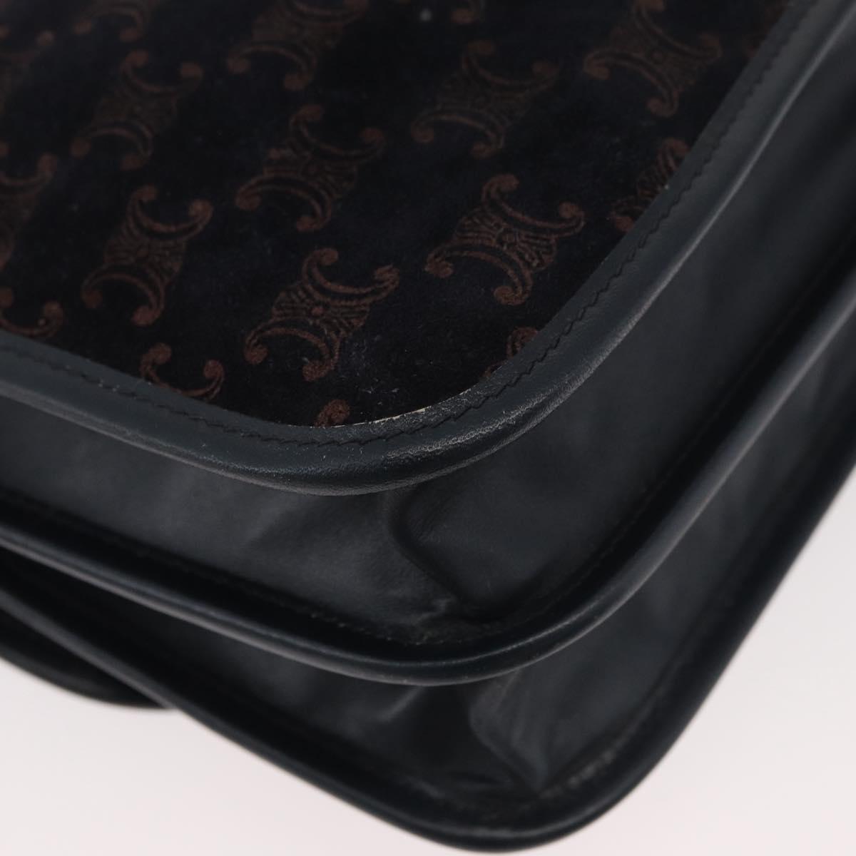 CELINE Macadam Canvas Shoulder Bag Black Auth 85006