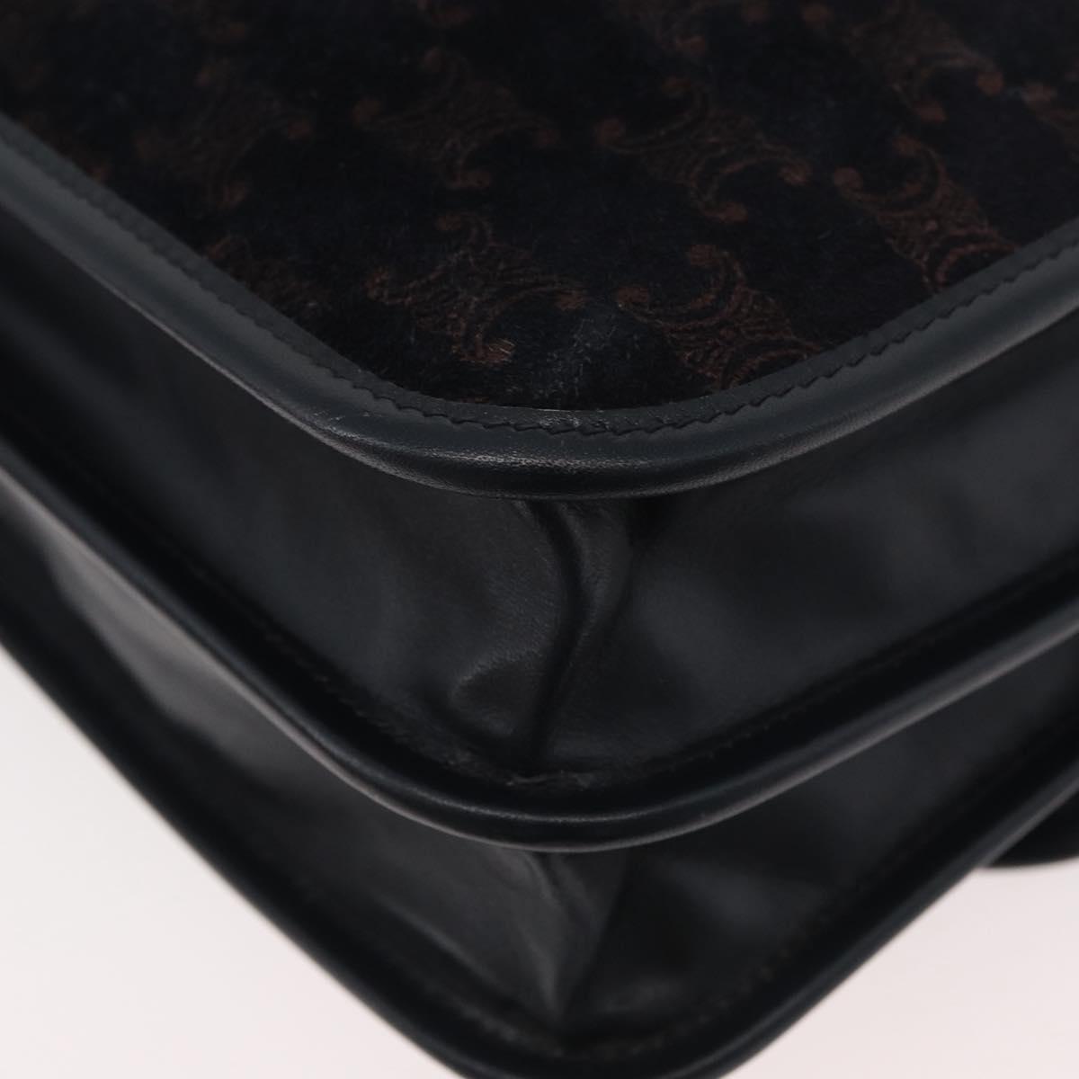 CELINE Macadam Canvas Shoulder Bag Black Auth 85006